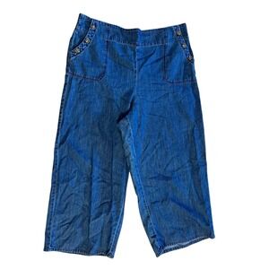 LC‎ Lauren Conrad Denim Gaucho Pants Wide Leg Cropped Button XL